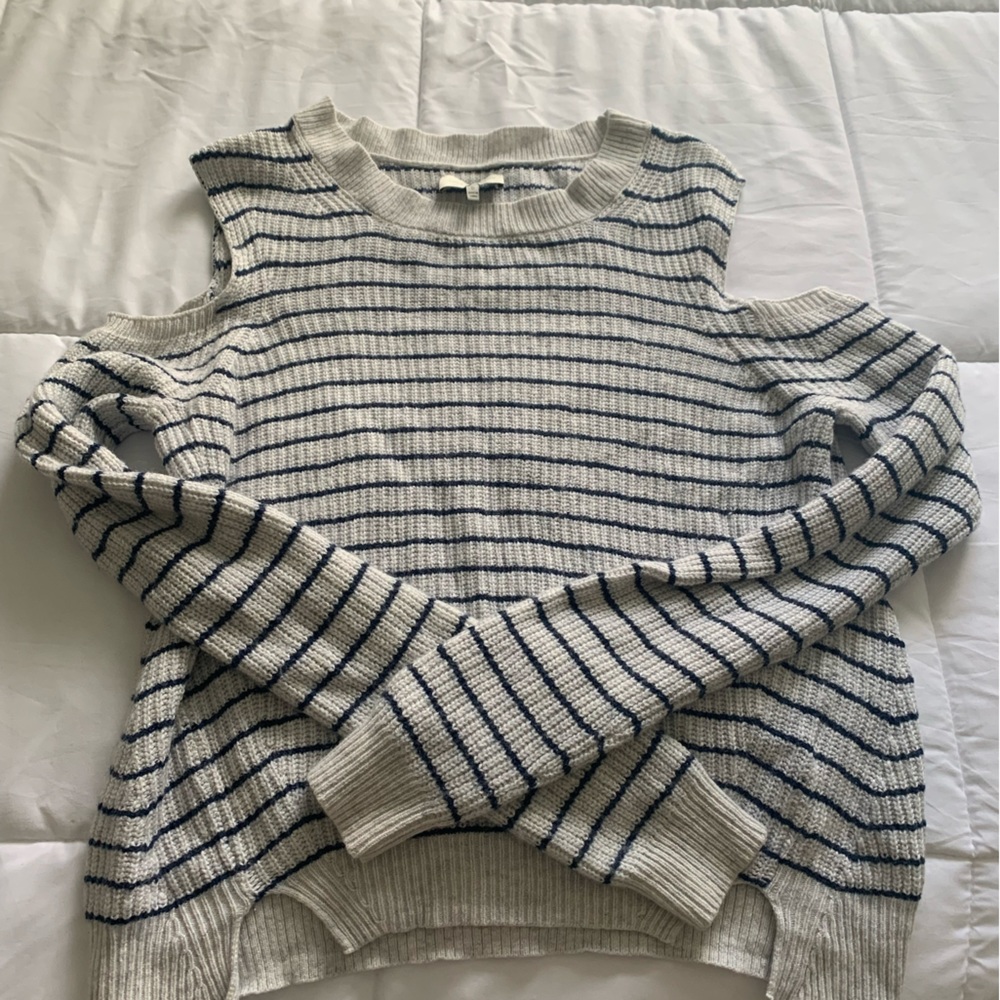 Lucky Brand Cold Shoulder Striped Sweater